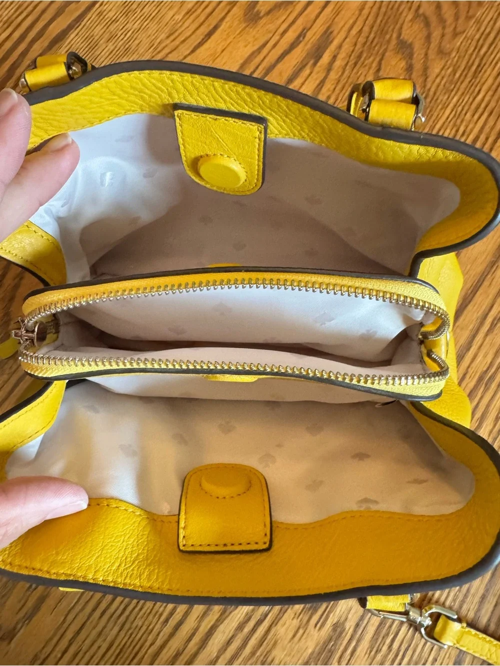 kate spade Yellow Pebbled Leather Mini Satchel with Crossbody Strap